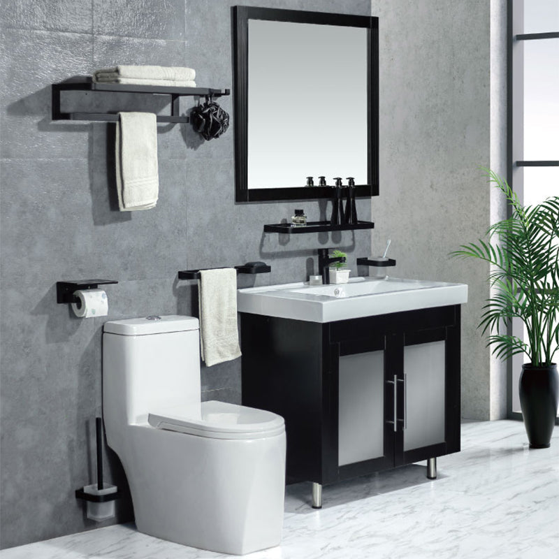 Avtoit | Modern Classic Bathroom Accessories Set in Stainless Steel Matte Black Bathrobe Hook/Towel Ring Bar