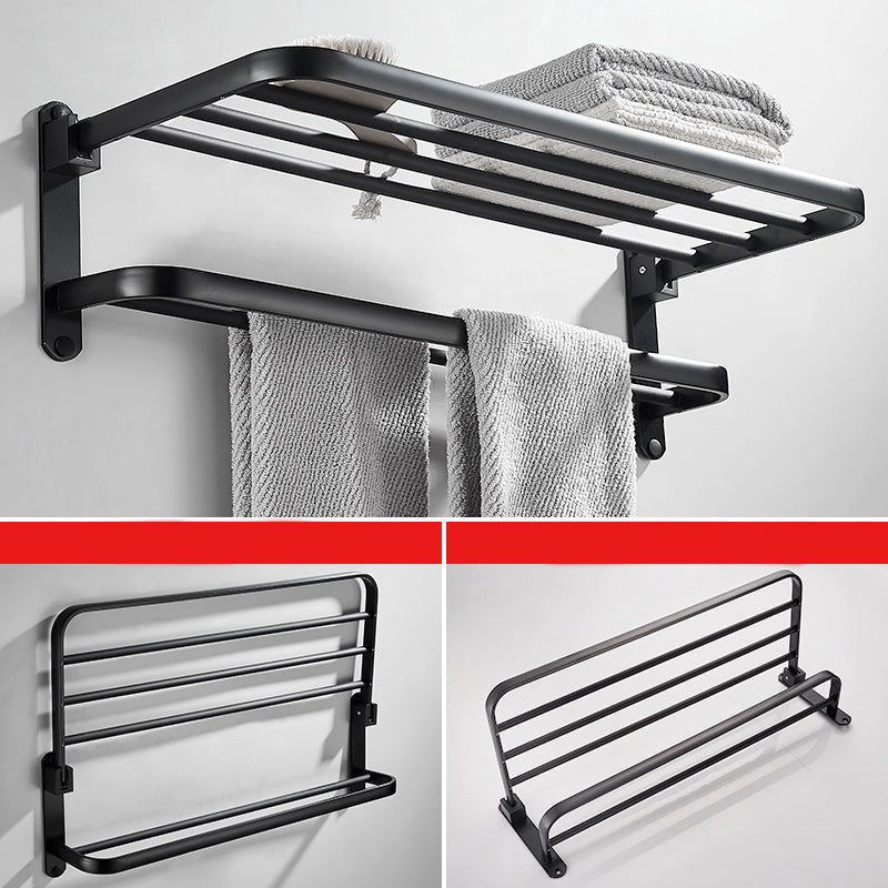 Avtoit | Modern Classic Bathroom Hardware Set Matte Black Bathrobe/Towel Bar & Bathroom Shelf