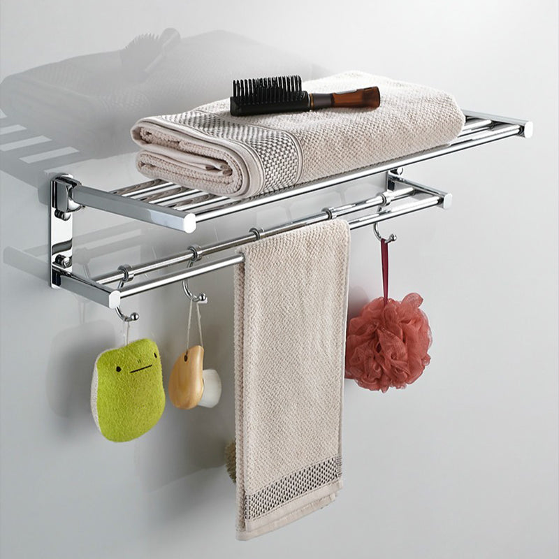 Avtoit | Polished Chrome Modern Bathroom Accessory Set Silver Towel Holder/Bath Shelf