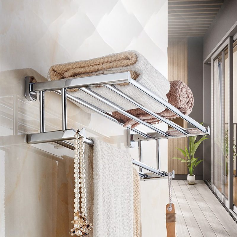 Avtoit | Polished Chrome Modern Bathroom Accessory Set Silver Towel Holder/Bath Shelf
