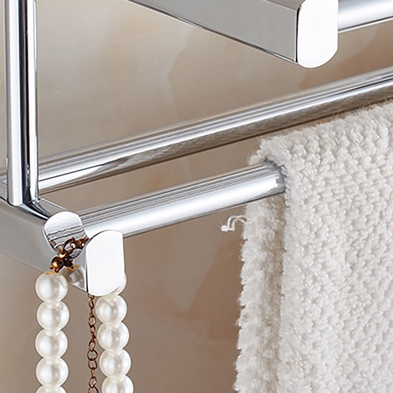 Avtoit | Polished Chrome Modern Bathroom Accessory Set Silver Towel Holder/Bath Shelf