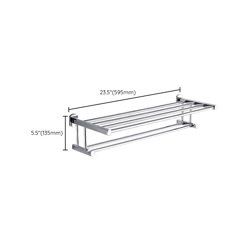 Avtoit | Polished Chrome Modern Bathroom Accessory Set Silver Towel Holder/Bath Shelf