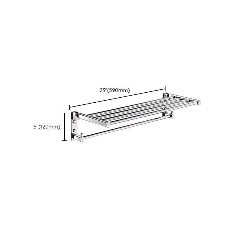 Avtoit | Polished Chrome Modern Bathroom Accessory Set Silver Towel Holder/Bath Shelf