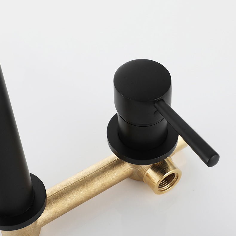 Avtoit | Industrial Sink Faucet Brass Lever Handles Low Arc Wall Mounted Bathroom Faucet