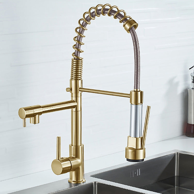 Avtoit | Glam Basin Faucet Brass Lever Handles Spring Neck Three-Function Bathroom Sink Tap