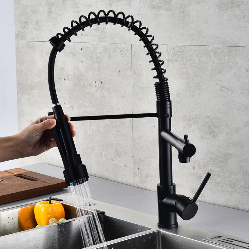 Avtoit | Glam Basin Faucet Brass Lever Handles Spring Neck Three-Function Bathroom Sink Tap