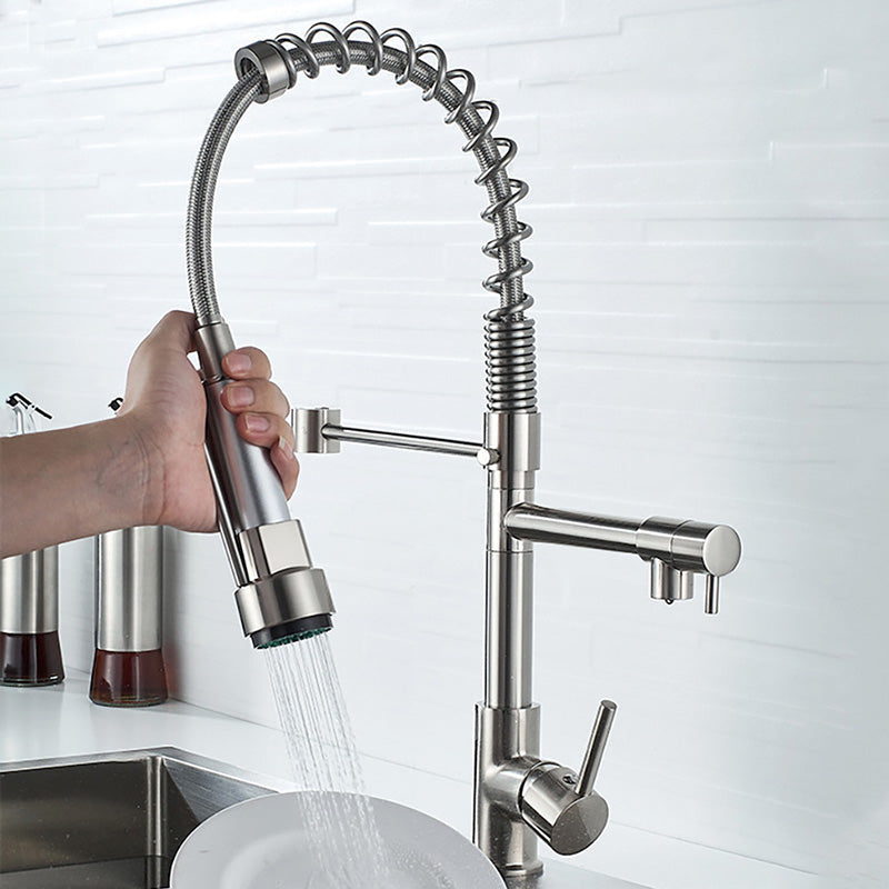 Avtoit | Glam Basin Faucet Brass Lever Handles Spring Neck Three-Function Bathroom Sink Tap