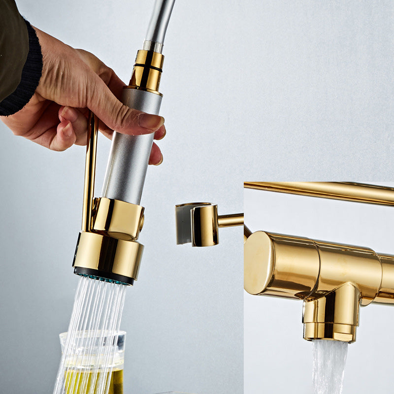 Avtoit | Glam Basin Faucet Brass Lever Handles Spring Neck Three-Function Bathroom Sink Tap