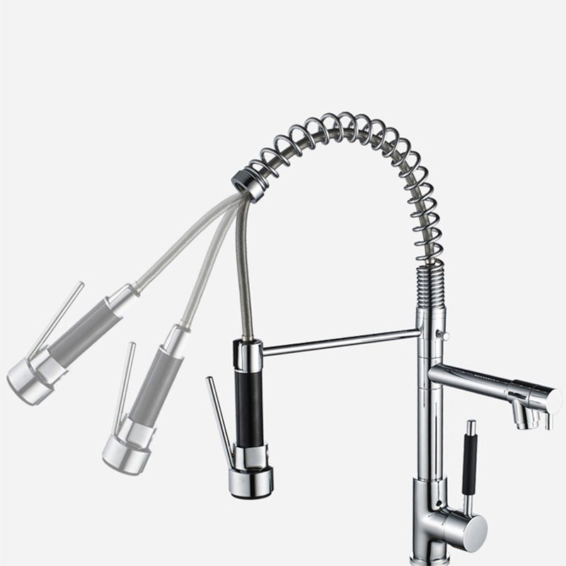 Avtoit | Glam Basin Faucet Brass Lever Handles Spring Neck Three-Function Bathroom Sink Tap