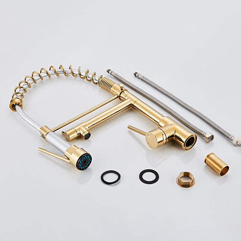 Avtoit | Glam Basin Faucet Brass Lever Handles Spring Neck Three-Function Bathroom Sink Tap