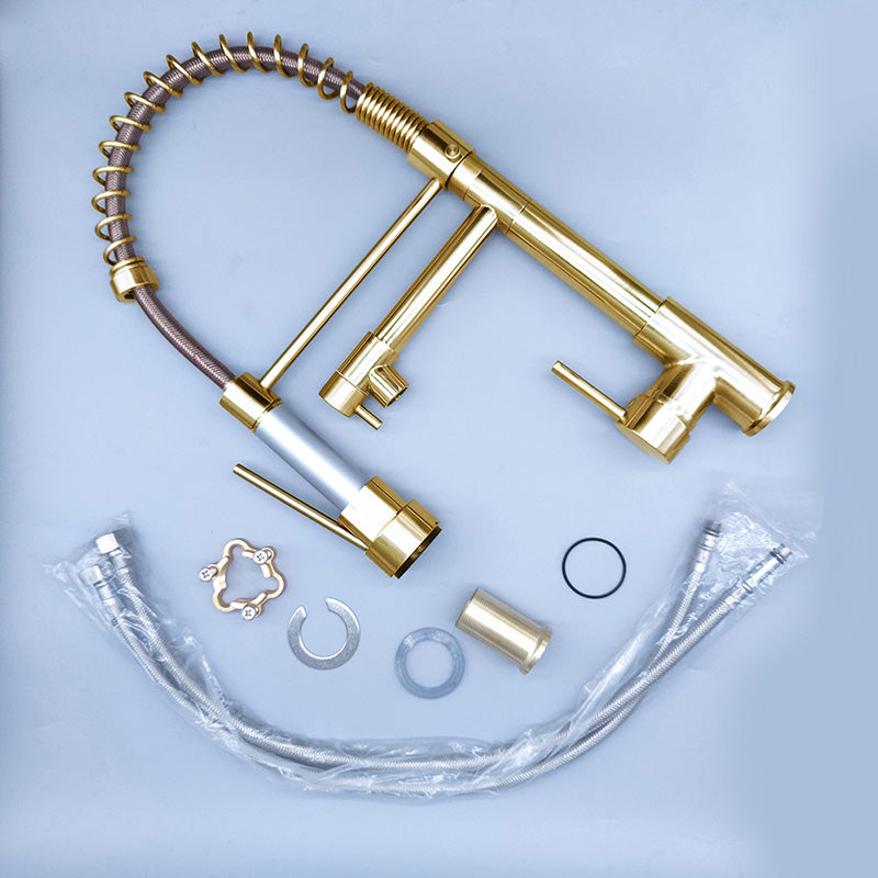 Avtoit | Glam Basin Faucet Brass Lever Handles Spring Neck Three-Function Bathroom Sink Tap