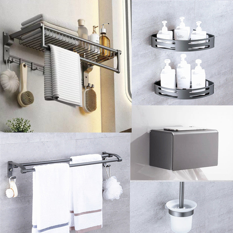 Avtoit | Matt gray bathroom accessory set bathroom shelf/towel holder & paper holder included