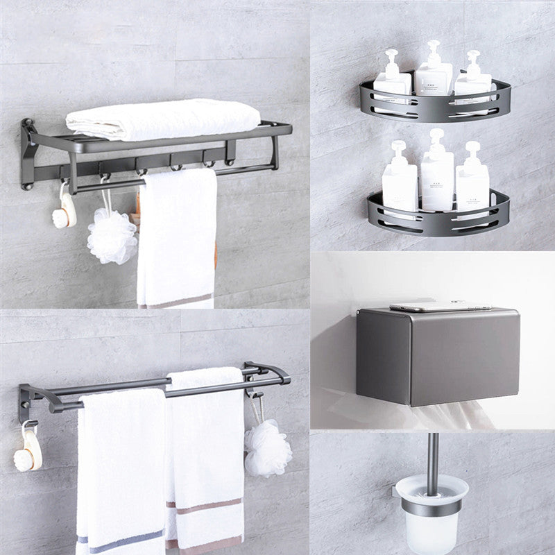 Avtoit | Matt gray bathroom accessory set bathroom shelf/towel holder & paper holder included