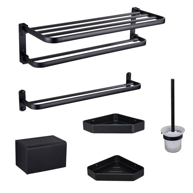 Avtoit | Modern Bathroom Accessory Set Matte Black/Grey Bathroom Shelf/Towel Holder & Paper Holder