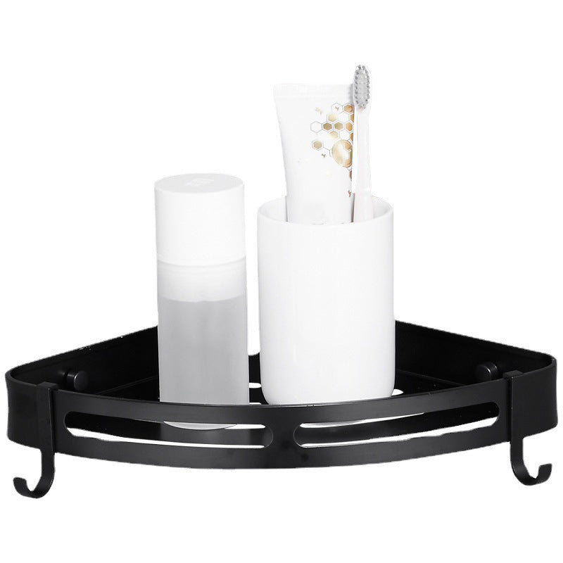 Avtoit | Modern Aluminum Bathroom Accessory Set Black/ Silver Bathroom Shelf
