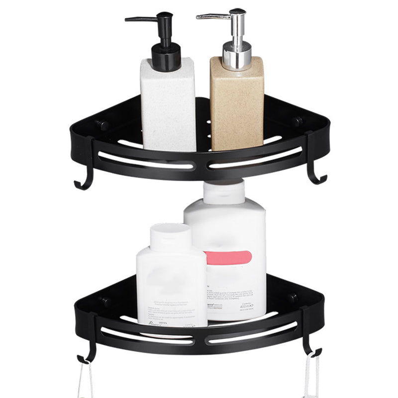 Avtoit | Modern Aluminum Bathroom Accessory Set Black/ Silver Bathroom Shelf