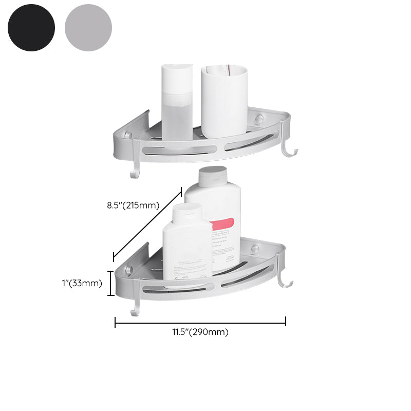 Avtoit | Modern Aluminum Bathroom Accessory Set Black/ Silver Bathroom Shelf