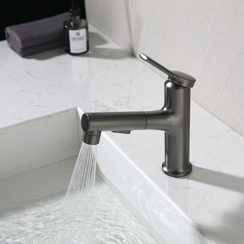 Avtoit | Modern Sink Faucet Copper Single Handle Low Arc Pull-Out Sink Faucet