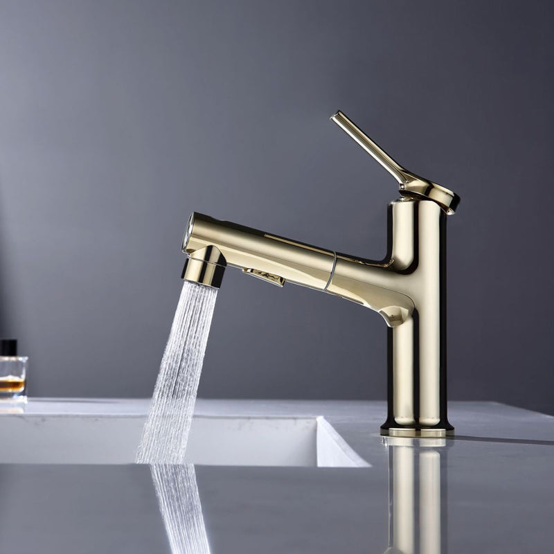 Avtoit | Modern Sink Faucet Copper Single Handle Low Arc Pull-Out Sink Faucet