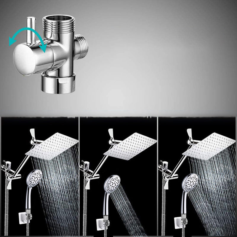 Avtoit | Modern Style Dual Showerhead 9-Spray Silver Wall-Mounted Showerhead