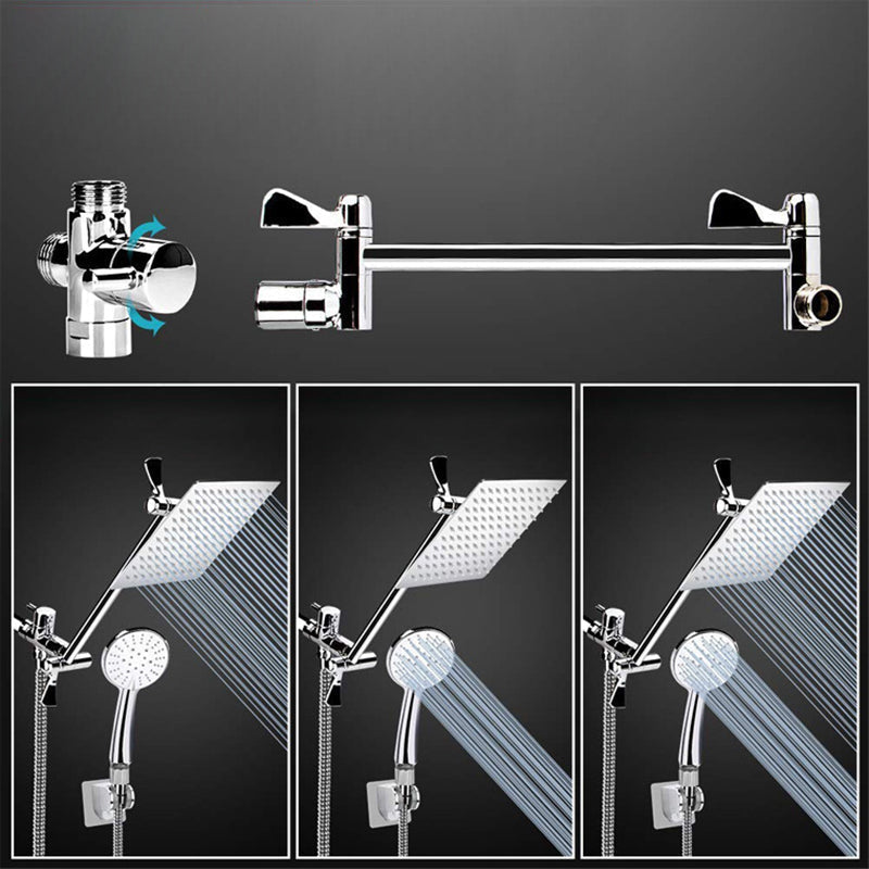 Avtoit | Modern Style Dual Showerhead 9-Spray Silver Wall-Mounted Showerhead