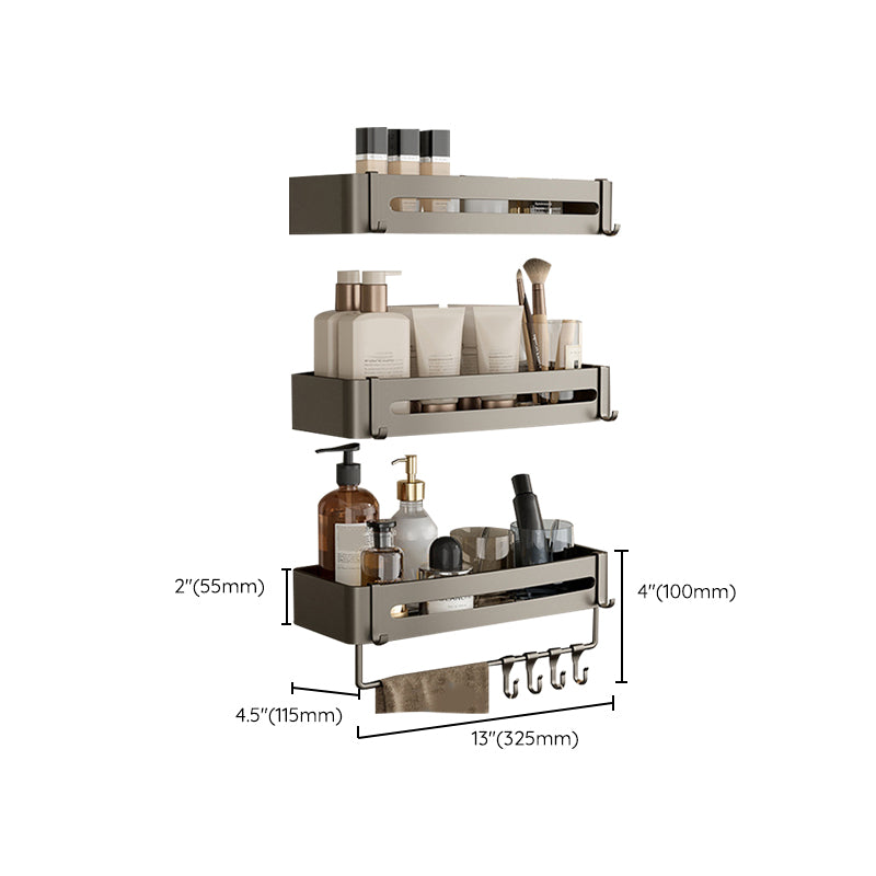 Avtoit | Contemporary Aluminum Bathroom Accessory Set Gray Bath Shelf
