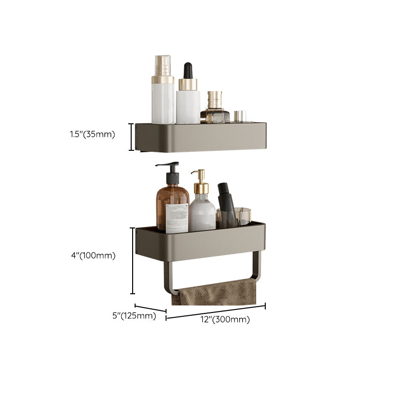 Avtoit | Contemporary Aluminum Bathroom Accessory Set Gray Bath Shelf