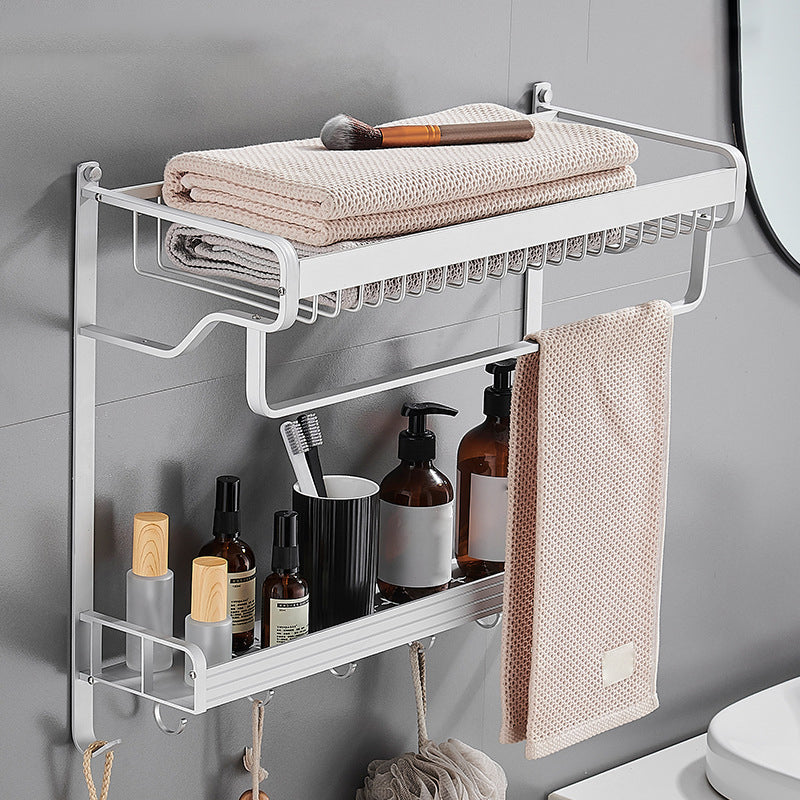 Avtoit | Black / Silver Bathroom Accessories Aluminum Hardware Set Bathroom Shelf