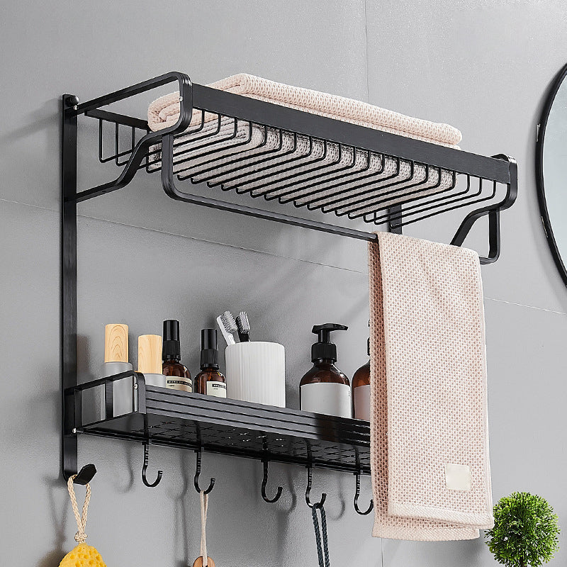 Avtoit | Black / Silver Bathroom Accessories Aluminum Hardware Set Bathroom Shelf