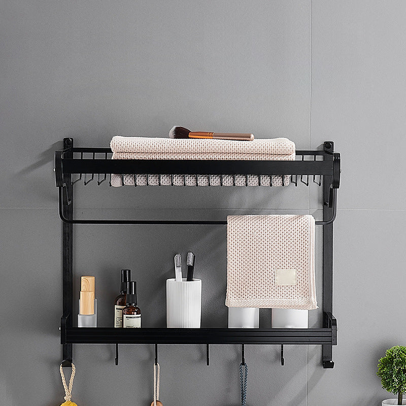 Avtoit | Black / Silver Bathroom Accessories Aluminum Hardware Set Bathroom Shelf