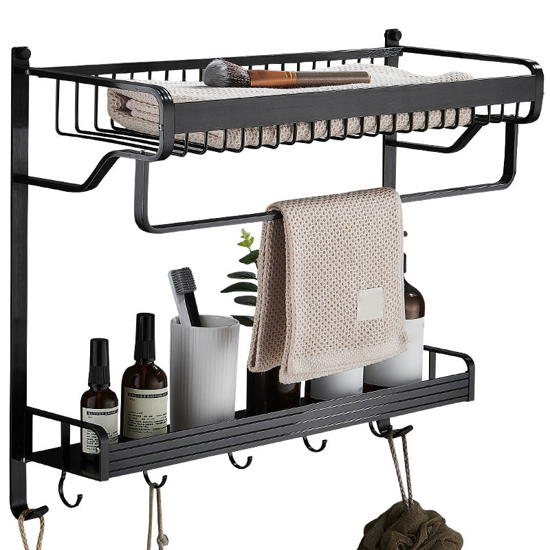 Avtoit | Black / Silver Bathroom Accessories Aluminum Hardware Set Bathroom Shelf