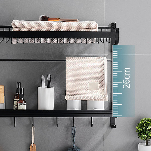 Avtoit | Black / Silver Bathroom Accessories Aluminum Hardware Set Bathroom Shelf