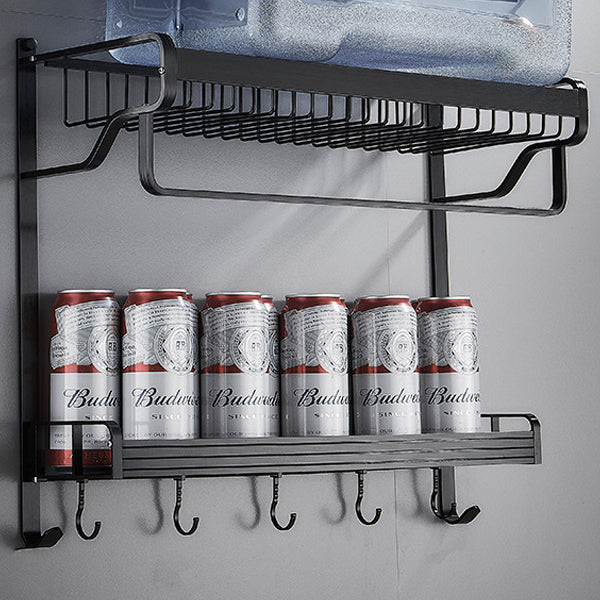 Avtoit | Black / Silver Bathroom Accessories Aluminum Hardware Set Bathroom Shelf