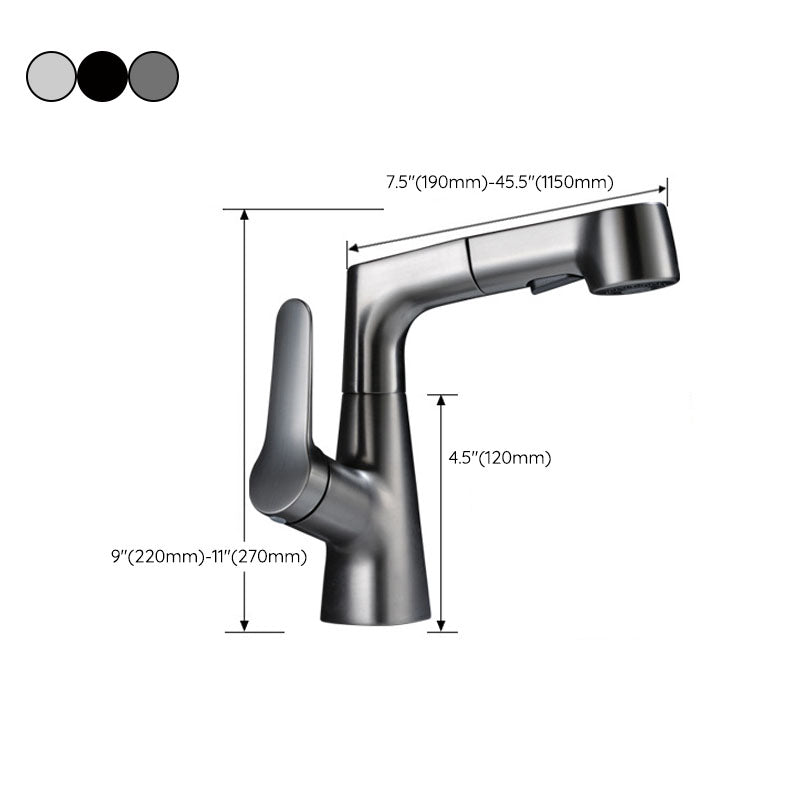 Avtoit | Modern Sink Faucet Copper Single Handle Low Arc Pull-Out Sink Faucet