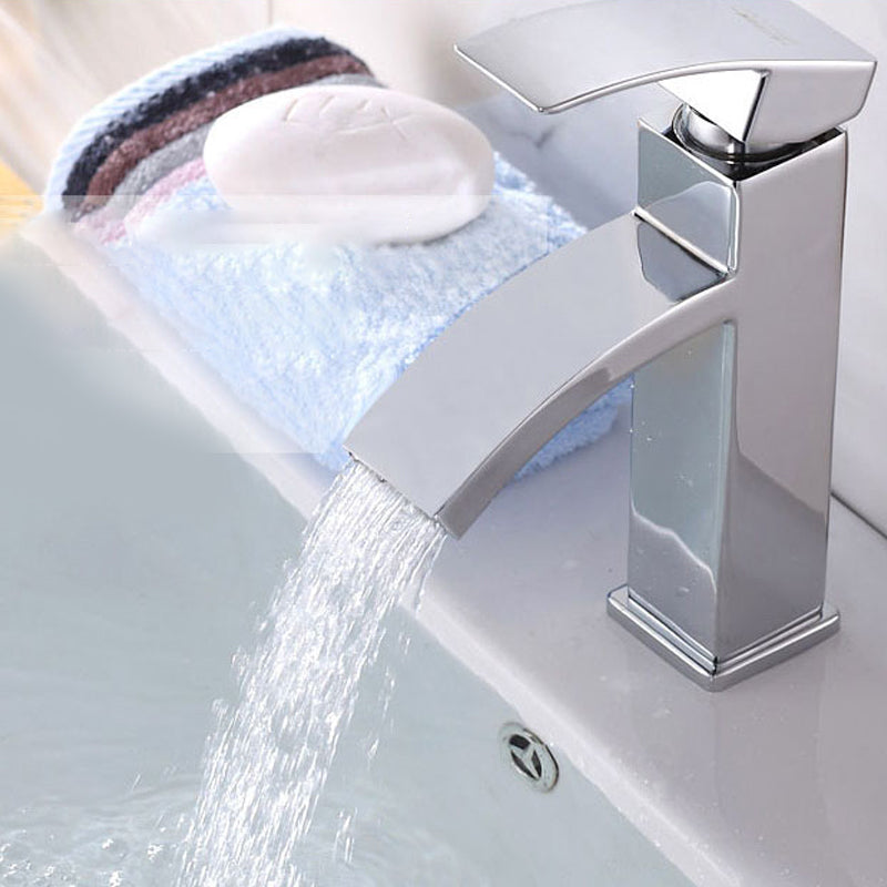 Avtoit | Cubic Chrome Bathroom Faucet Low Arc Single Lever Basin Faucet