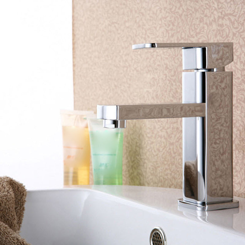 Avtoit | Cubic Chrome Bathroom Faucet Low Arc Single Lever Basin Faucet