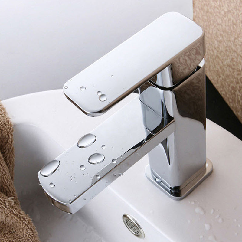 Avtoit | Cubic Chrome Bathroom Faucet Low Arc Single Lever Basin Faucet
