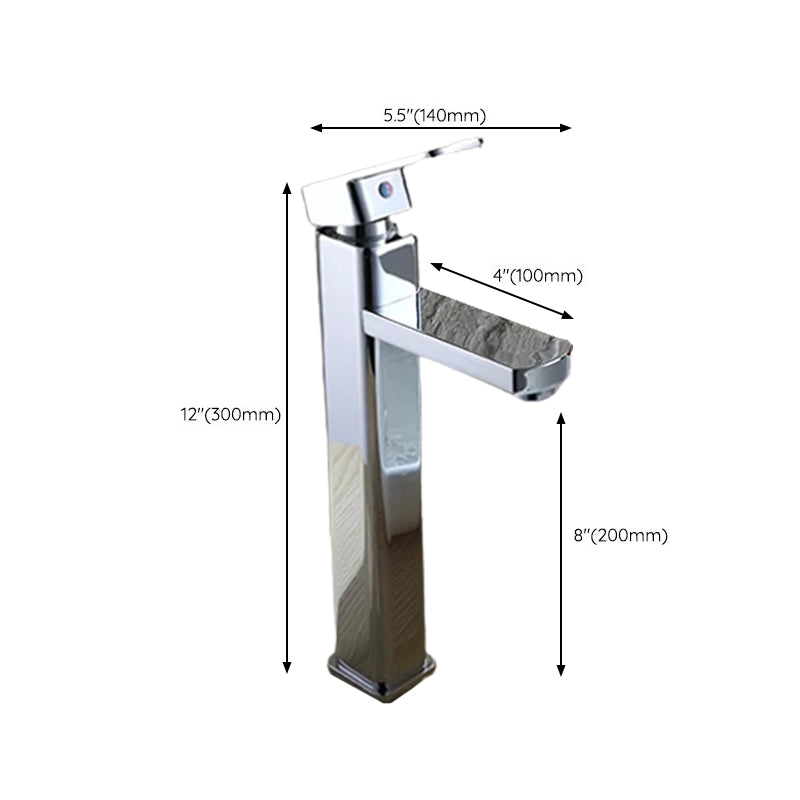 Avtoit | Cubic Chrome Bathroom Faucet Low Arc Single Lever Basin Faucet