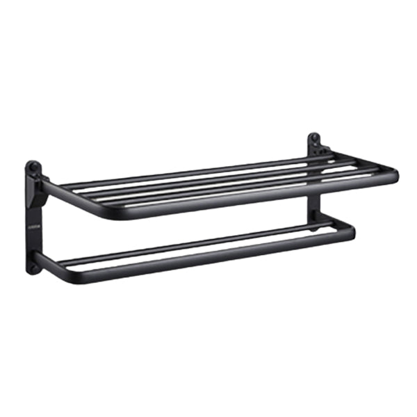 Avtoit | Contemporary bathroom accessory set with black finish and bath shelf/towel bar