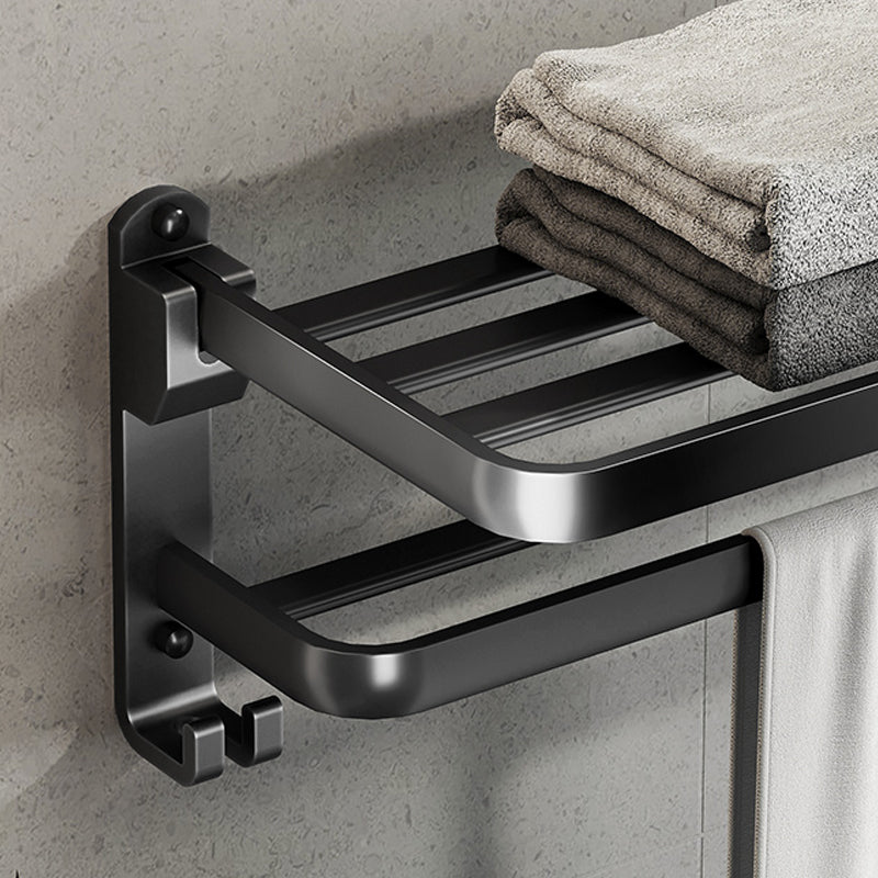 Avtoit | Contemporary bathroom accessory set with black finish and bath shelf/towel bar