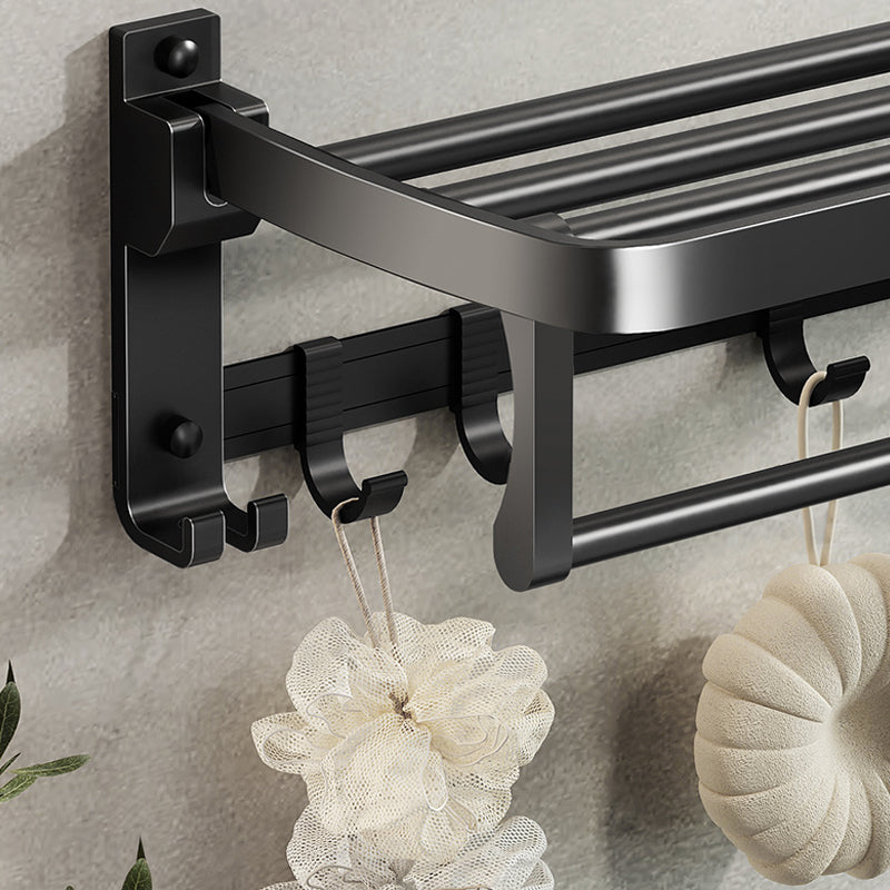 Avtoit | Contemporary bathroom accessory set with black finish and bath shelf/towel bar