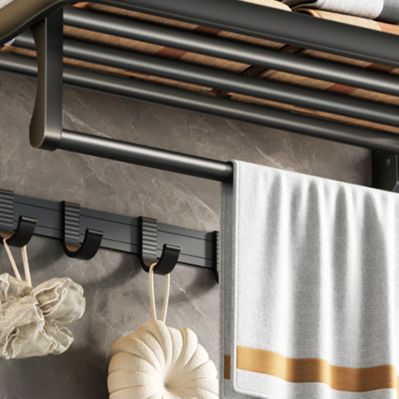 Avtoit | Contemporary bathroom accessory set with black finish and bath shelf/towel bar