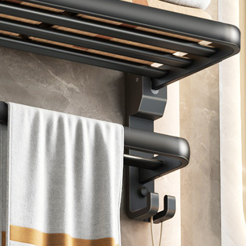 Avtoit | Contemporary bathroom accessory set with black finish and bath shelf/towel bar