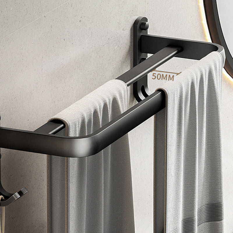 Avtoit | Contemporary bathroom accessory set with black finish and bath shelf/towel bar