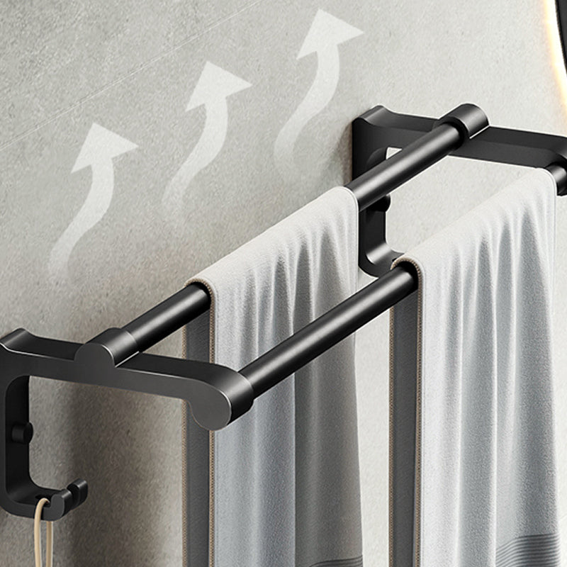 Avtoit | Contemporary bathroom accessory set with black finish and bath shelf/towel bar