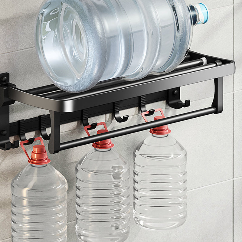 Avtoit | Contemporary bathroom accessory set with black finish and bath shelf/towel bar