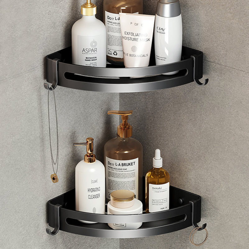 Avtoit | Contemporary bathroom accessory set with black finish and bath shelf/towel bar