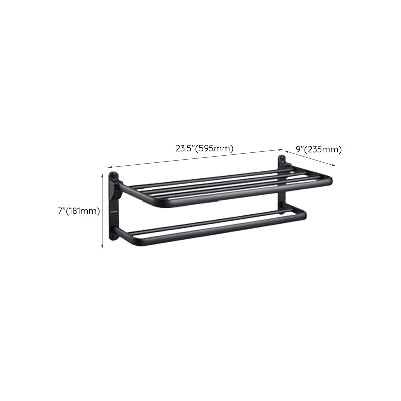 Avtoit | Contemporary bathroom accessory set with black finish and bath shelf/towel bar