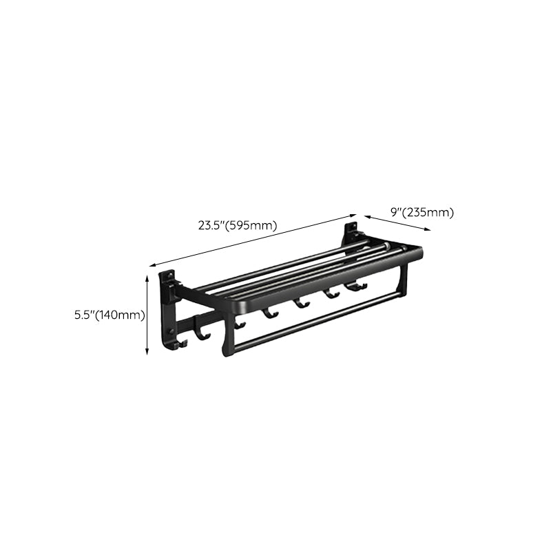 Avtoit | Contemporary bathroom accessory set with black finish and bath shelf/towel bar