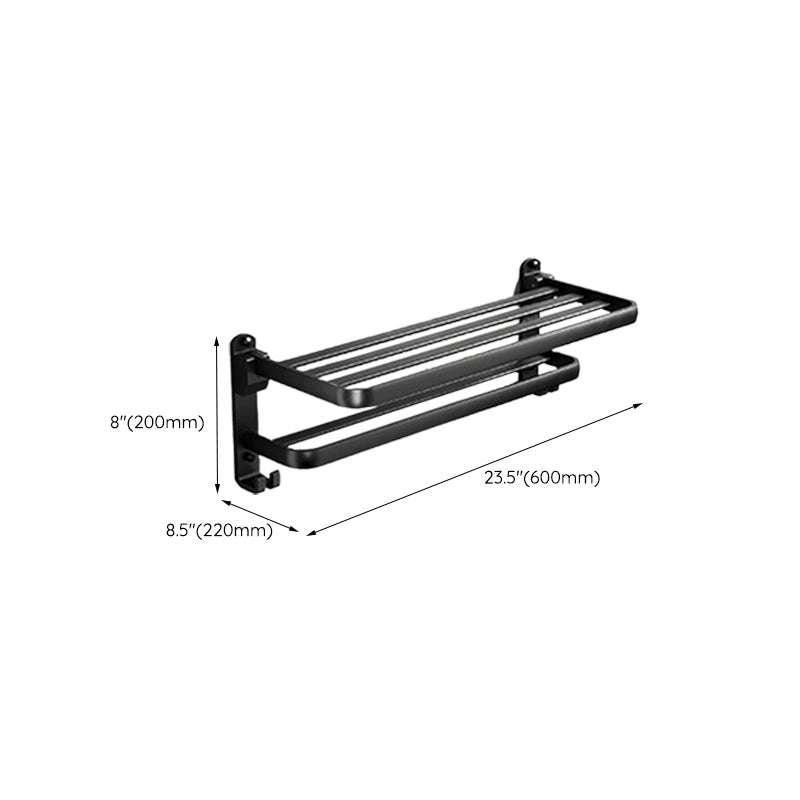 Avtoit | Contemporary bathroom accessory set with black finish and bath shelf/towel bar